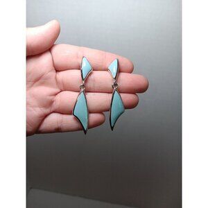 Boho vintage MCM Drop Earrings Turquoise And Silver
